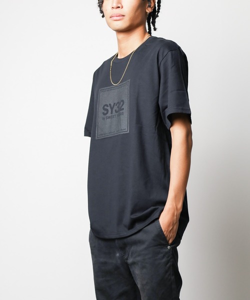 SY32 by SWEET YEARS（エスワイサーティトゥバイスィートイヤーズ）の「【RS】【SY32 by SWEET YEARS】SQUARE LOGO T（Tシャツ/カットソー・レディース・ブラック×ホワイト/ホワイト・SMALL）」の11枚目の写真