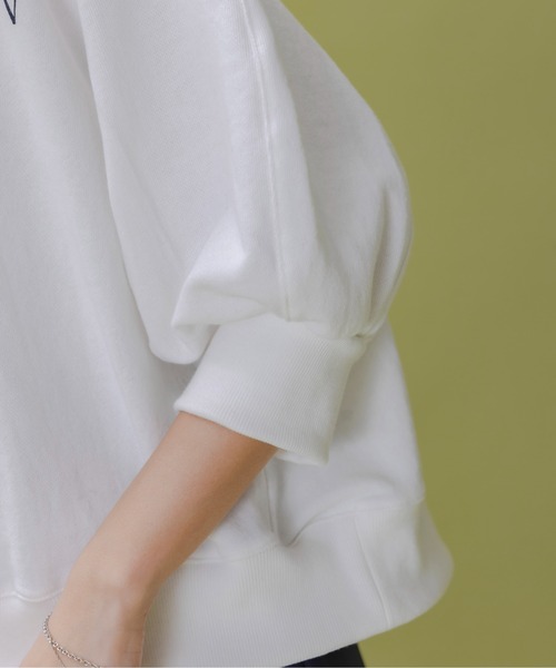 Eimee Law（エイミーロウ）の「テキストプリント ハーフジップボートネックスウェット（Tシャツ/カットソー・レディース・ダークネイビー/オフホワイト/アイボリー・FREE）」の21枚目の写真