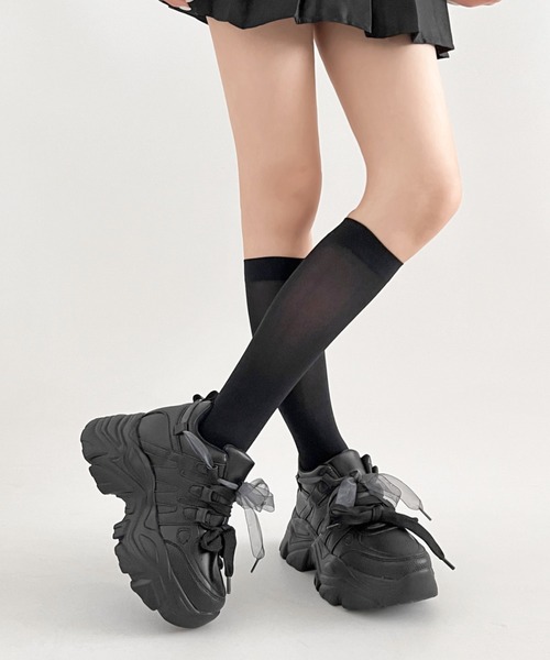 Shoes in Closet(シューズインクローゼット)の「【再入荷】+10.0㎝ 厚底 インヒール入り 2WAY ダブルリボン シューレース ボリューム スニーカー 2495(スニーカー・レディース・ブラック/ホワイト・S/M/L/LL)」の19枚目の写真