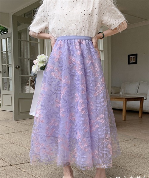 FREE STYLISTS(フリー スタイリスト)の「春夏新作 上品な刺繍レーススカート(スカート・レディース・ピンク/ミント/パープル/ブルー/ベージュ・FREE)」の18枚目の写真
