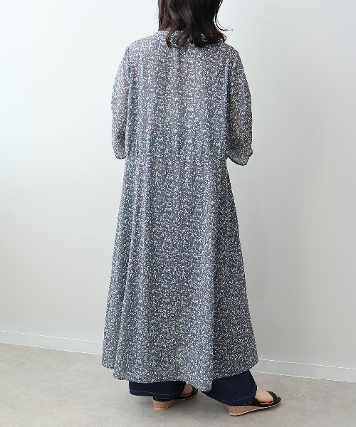 leswel(レスウェル)の「【L~5L 大きいサイズ】花柄ドロストスリーブワンピース 半袖 春夏(ワンピース・レディース・チャコールグレー/ブルー・LL/3L/4L/5L/L)」の11枚目の写真