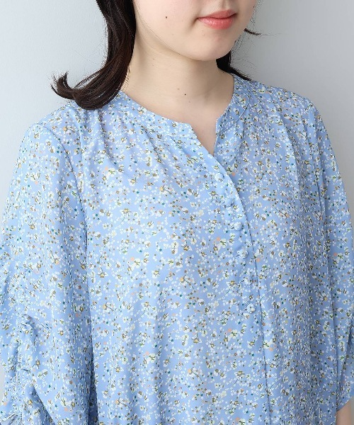 leswel(レスウェル)の「【L~5L 大きいサイズ】花柄ドロストスリーブワンピース 半袖 春夏(ワンピース・レディース・チャコールグレー/ブルー・LL/3L/4L/5L/L)」の17枚目の写真