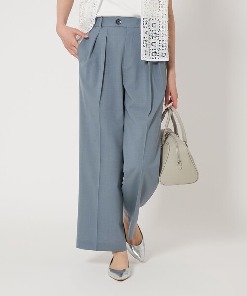 green label relaxing（グリーンレーベルリラクシング）の「［size SHORTあり］キチントボトムス コンフィ ワイド パンツ（スラックス・レディース・ダークグレー/ベージュ/ライトブルー/ダークブラウン・SHORT/36/38/40）」の19枚目の写真