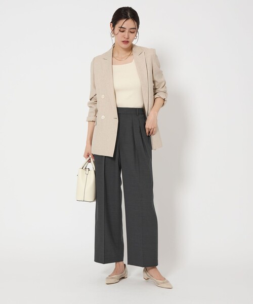 green label relaxing（グリーンレーベルリラクシング）の「［size SHORTあり］キチントボトムス コンフィ ワイド パンツ（スラックス・レディース・ダークグレー/ベージュ/ライトブルー/ダークブラウン・SHORT/36/38/40）」の6枚目の写真