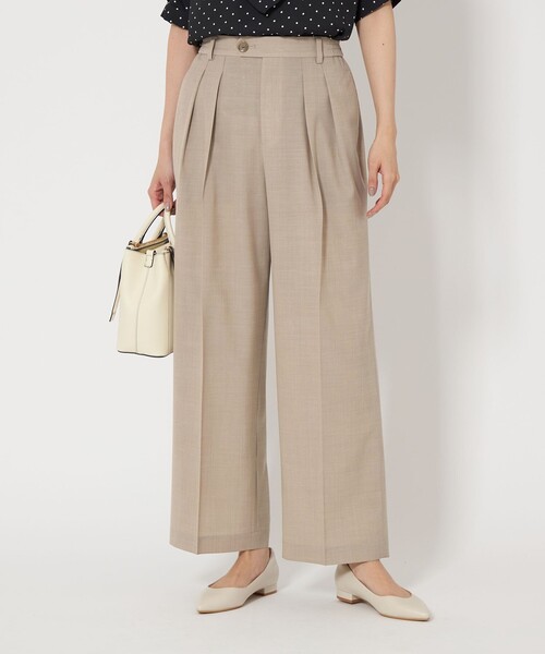 green label relaxing（グリーンレーベルリラクシング）の「［size SHORTあり］キチントボトムス コンフィ ワイド パンツ（スラックス・レディース・ダークグレー/ベージュ/ライトブルー/ダークブラウン・SHORT/36/38/40）」の8枚目の写真