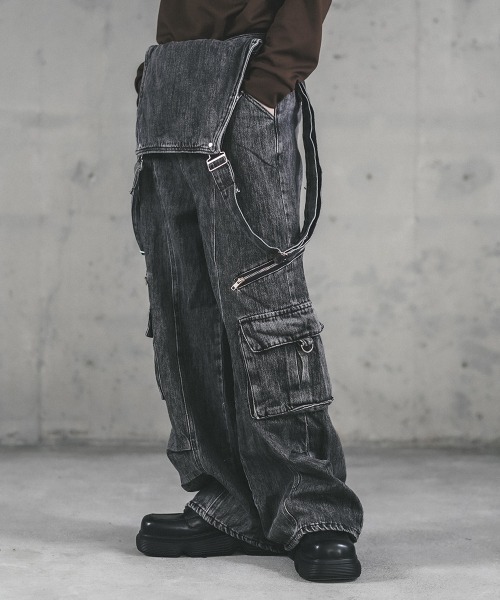 美品　PPFM サスペンダー デニム ジーンズ ドーナツ　Y2K ヴィンテージ ADRER ジーンズ vintage make curved leg 3D suspender denim