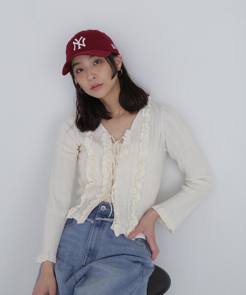 FREE'S MART（フリーズマート）の「◆フリルアイレットリブニットカーディガン（ニット/セーター・レディース・ホワイト/ピンク/ブラック/ブルー・FREE）」の22枚目の写真