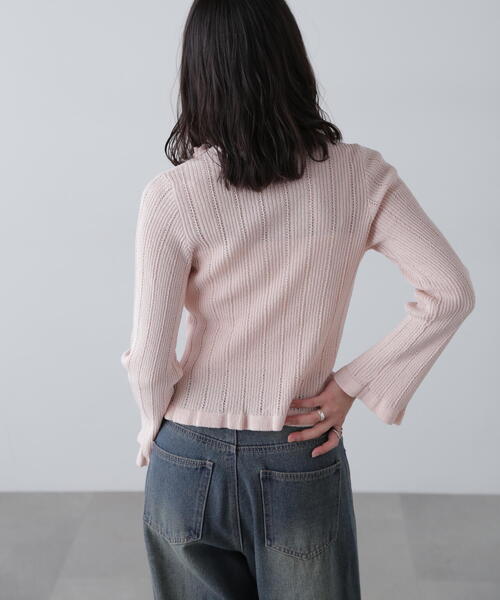 FREE'S MART（フリーズマート）の「◆フリルアイレットリブニットカーディガン（ニット/セーター・レディース・ホワイト/ピンク/ブラック/ブルー・FREE）」の10枚目の写真