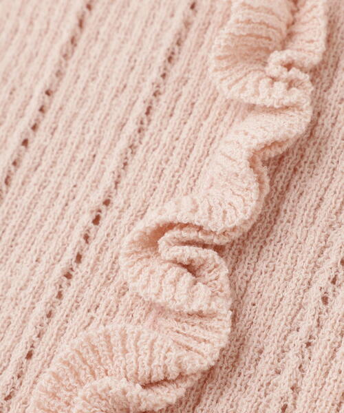 FREE'S MART（フリーズマート）の「◆フリルアイレットリブニットカーディガン（ニット/セーター・レディース・ホワイト/ピンク/ブラック/ブルー・FREE）」の6枚目の写真