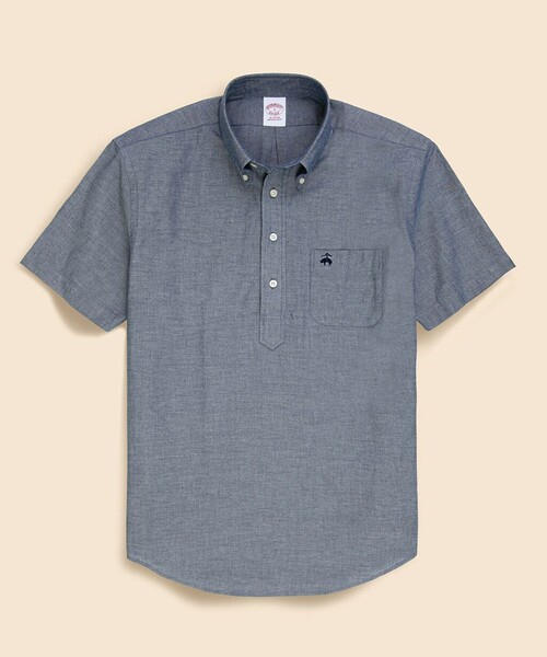 BROOKS BROTHERS(ブルックスブラザーズ)の「コットンシャンブレー GFロゴ ショートスリーブ プルオーバーシャツ(シャツ/ブラウス・メンズ・ブルー・LARGE/SMALL/X-LARGE/MEDIUM)」の1枚目の写真