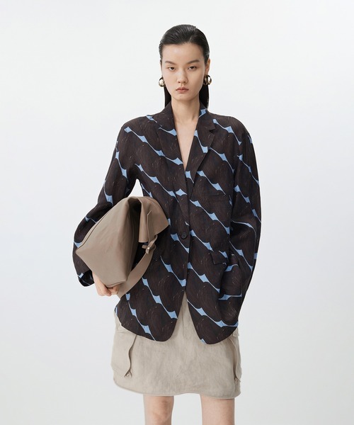 JNBY（ジェーエヌビーワイ）の「Urban Graphic Linen Jacket / リネンジャケット（テーラードジャケット・レディース・ベージュ/ブラウン・36/38）」の12枚目の写真