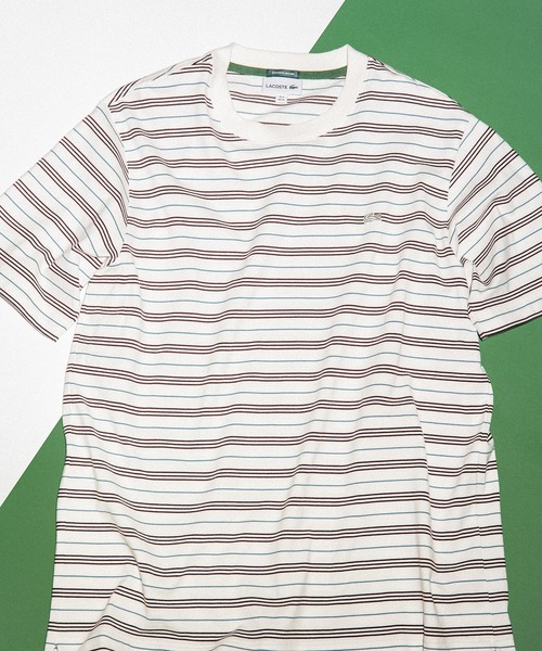 LACOSTE(ラコステ)の「【LACOSTE for ADAM ET ROPE'】別注 MULTI BORDER TEE(Tシャツ/カットソー・メンズ・ボルドー/ホワイト系その他5/ブルー系その他4・4/5/6)」の1枚目の写真