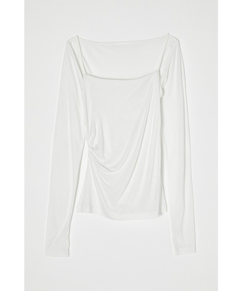 MOUSSY(マウジー)の「SQUARE NECK GATHER トップス(Tシャツ/カットソー・レディース・ホワイト/グレー/ブラック・FREE)」の2枚目の写真