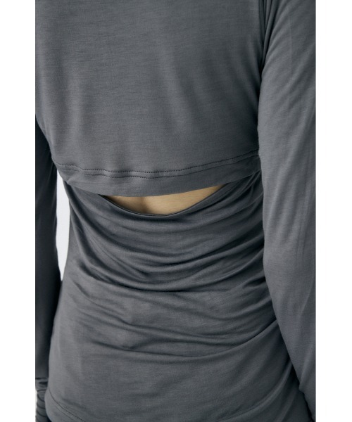 MOUSSY(マウジー)の「SQUARE NECK GATHER トップス(Tシャツ/カットソー・レディース・ホワイト/グレー/ブラック・FREE)」の22枚目の写真