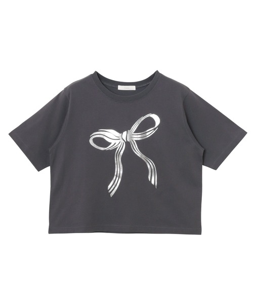 Freesia by andme(フリージアバイアンドミー)の「BIGリボンプリントショート丈半袖Tシャツ(Tシャツ/カットソー・レディース・ピンク/スミクロ/オフホワイト・M)」の22枚目の写真