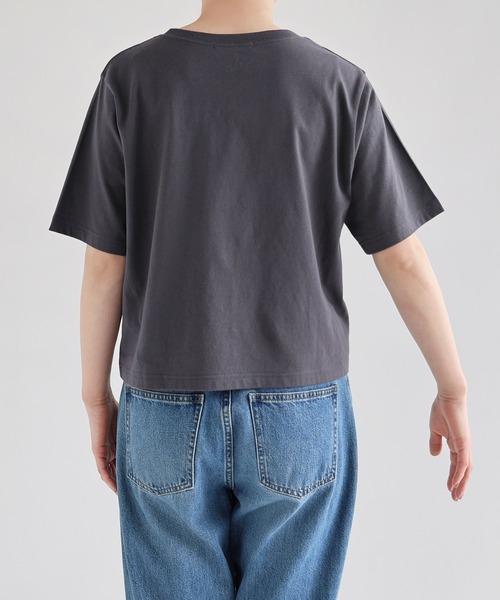 Freesia by andme(フリージアバイアンドミー)の「BIGリボンプリントショート丈半袖Tシャツ(Tシャツ/カットソー・レディース・ピンク/スミクロ/オフホワイト・M)」の6枚目の写真