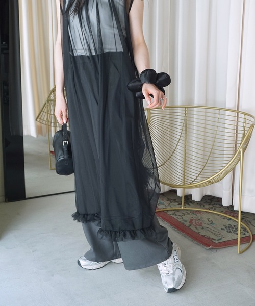 O'fmus(オフムス)の「【O'fmus】チュールフリルロングワンピース ofmw25s012(ワンピース・レディース・アイボリー/ブラック・FREE)」の19枚目の写真