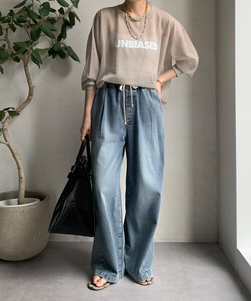 美品　ドゥドゥ　前後2wayシアーインターシャツ　ロゴニット シアーロゴニット（ニット/セーター）｜DouDou（ドゥドゥ）の