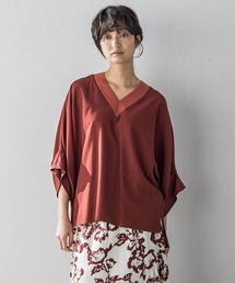タックワイドスリーブVネックドルマンブラウス≪手洗い可能≫
