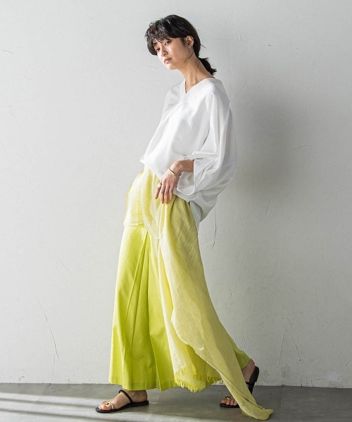 MAYSON GREY / メイソングレイ タックワイドスリーブVネックドルマンブラウス≪手洗い可能≫ タックワイドスリーブVネックドルマンブラウス≪手洗い可能