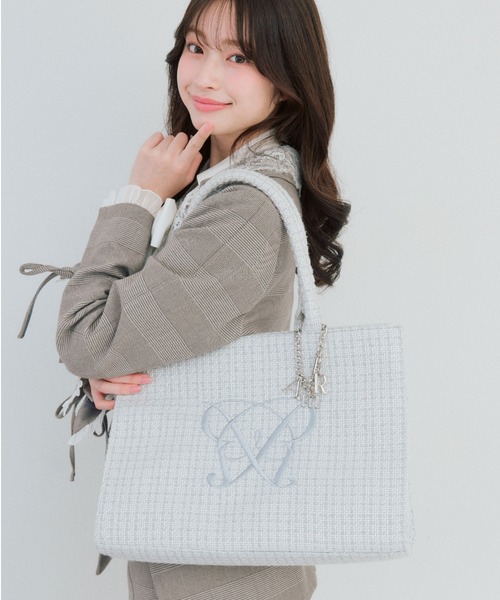 OLIVE des OLIVE(オリーブデオリーブ)の「Aimerianejoieチャーム付きキャリーオントート(トートバッグ・レディース・サックスブルー/オフホワイト/ブラック/ホワイト/ライトグレー/ミント・FREE)」の6枚目の写真