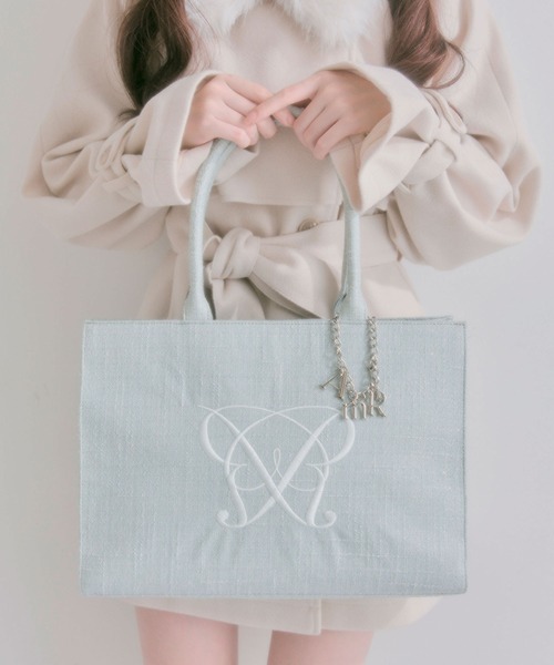 OLIVE des OLIVE(オリーブデオリーブ)の「Aimerianejoieチャーム付きキャリーオントート(トートバッグ・レディース・サックスブルー/オフホワイト/ブラック/ホワイト/ライトグレー/ミント・FREE)」の18枚目の写真