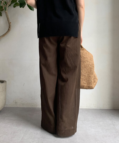 DouDou（ドゥドゥ）の「シアー楊柳イージーパンツ（その他パンツ・レディース・ブラウン/アイボリー/チャコールグレー・36/38）」の11枚目の写真