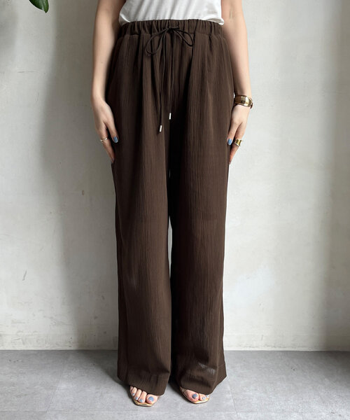 DouDou（ドゥドゥ）の「シアー楊柳イージーパンツ（その他パンツ・レディース・ブラウン/アイボリー/チャコールグレー・36/38）」の10枚目の写真