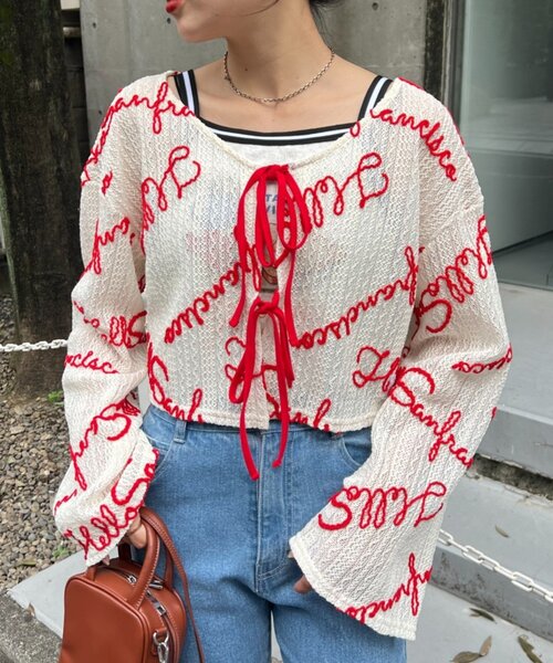 今年も話題の HELLO.SANFRANCISCO】2WAYロゴコード刺繍ボレロ（Tシャツ トップス