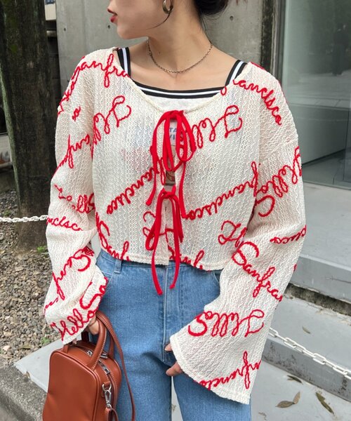 HELLO.SANFRANCISCO】2WAYロゴコード刺繍ボレロ（Tシャツ