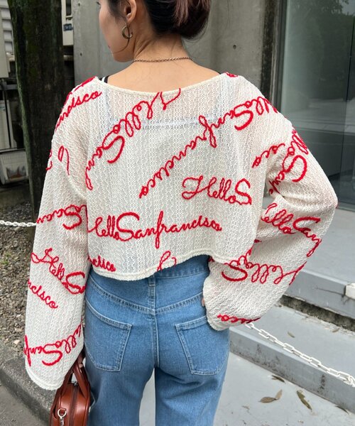 HELLO.SANFRANCISCO】2WAYロゴコード刺繍ボレロ（Tシャツ