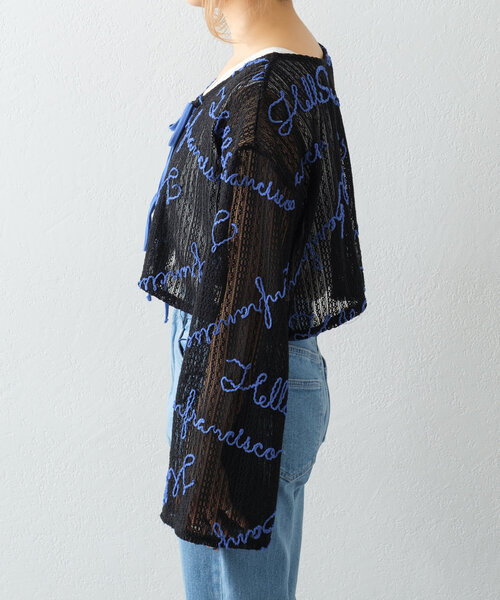HELLO.SANFRANCISCO（ハローサンフランシスコ）の「【HELLO.SANFRANCISCO】２WAYロゴコード刺繍ボレロ（Tシャツ/カットソー・レディース・オフホワイト/ピンク/ブラック・ONE SIZE）」の13枚目の写真
