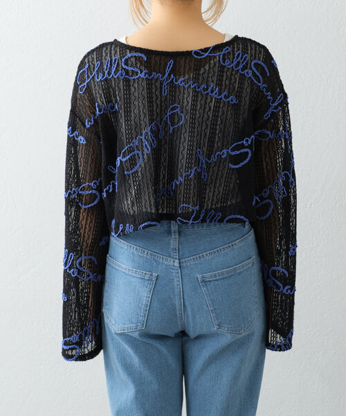 HELLO.SANFRANCISCO（ハローサンフランシスコ）の「【HELLO.SANFRANCISCO】２WAYロゴコード刺繍ボレロ（Tシャツ/カットソー・レディース・オフホワイト/ピンク/ブラック・ONE SIZE）」の14枚目の写真