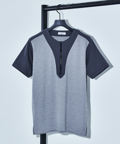 5351 POUR LES HOMMES（ゴーサンゴーイチプールオム）の「ミックスジャガード 半袖 Tシャツ（Tシャツ/カットソー・メンズ・チャコールグレー/グレー/ブラック・48/46/44/50）」の3枚目の写真