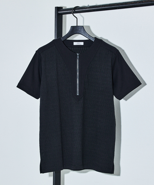 5351 POUR LES HOMMES（ゴーサンゴーイチプールオム）の「ミックスジャガード 半袖 Tシャツ（Tシャツ/カットソー・メンズ・チャコールグレー/グレー/ブラック・48/46/44/50）」の2枚目の写真