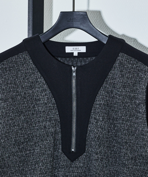 5351 POUR LES HOMMES（ゴーサンゴーイチプールオム）の「ミックスジャガード 半袖 Tシャツ（Tシャツ/カットソー・メンズ・チャコールグレー/グレー/ブラック・48/46/44/50）」の5枚目の写真