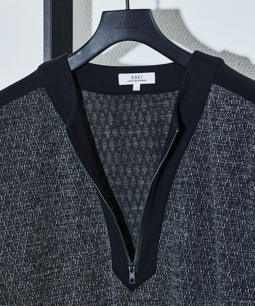 5351 POUR LES HOMMES（ゴーサンゴーイチプールオム）の「ミックスジャガード 半袖 Tシャツ（Tシャツ/カットソー・メンズ・チャコールグレー/グレー/ブラック・48/46/44/50）」の6枚目の写真