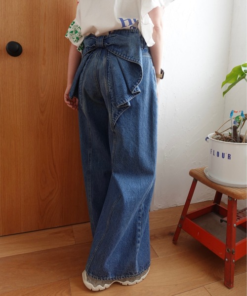 新品ロデオクラウンズワイドボウル ビッグリ ボンデニムパンツ M RODEO CROWNS WIDE BOWL | ビッグリボンデニムパンツ (ワイド ) |SHEL