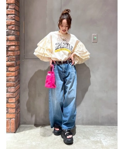 ビッグリボンデニムパンツ　ブルー RODEO CROWNS WIDE BOWL RODEO CROWNS WIDE BOWL | ビッグリボンデニムパンツ (ワイド