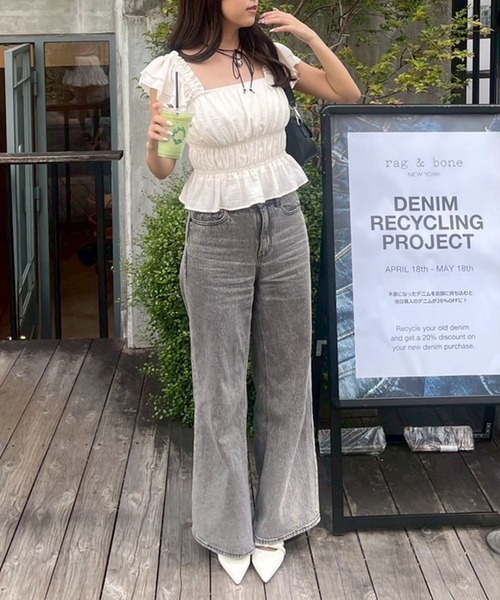 continuer de NICE CLAUP(コンティニューデナイスクラップ)の「【@reve.perle_セレクト】フリルシャーリングブラウス(シャツ/ブラウス・レディース・レンガ/ピンク/ブラック/アイボリー・FREE)」の6枚目の写真