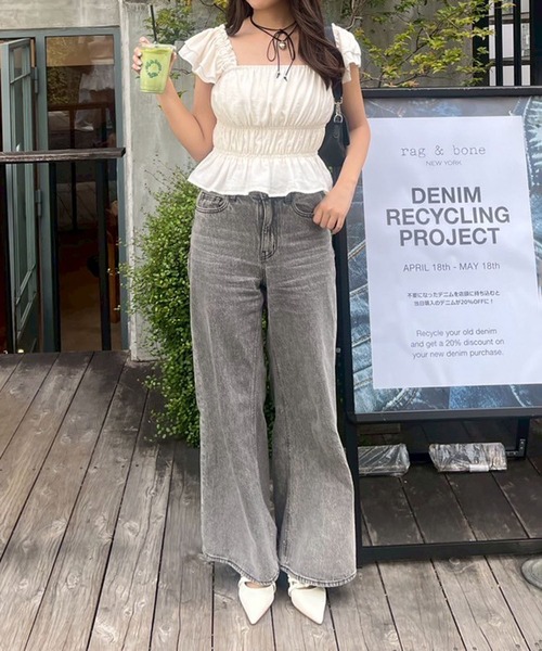 continuer de NICE CLAUP(コンティニューデナイスクラップ)の「【@reve.perle_セレクト】フリルシャーリングブラウス(シャツ/ブラウス・レディース・レンガ/ピンク/ブラック/アイボリー・FREE)」の12枚目の写真