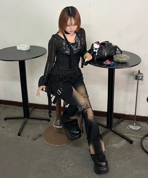 ゆーゆーセンソユニコ　NERO 黒 レース ノースリーブ チュニック　夏 センソユニコ t.b ペイント柄ノースリーブチュニック ミニ