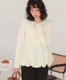 titivate | ヘムバルーンドッキングボートネックリブニット(ニット/セーター)