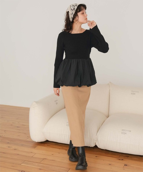 titivate(ティティベイト)の「ヘムバルーンドッキングボートネックリブニット(ニット/セーター・レディース・アイボリー/ブラック/ホワイト系その他/ネイビー・L/M/S)」の17枚目の写真