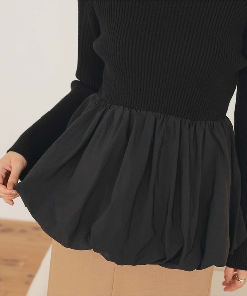 titivate(ティティベイト)の「ヘムバルーンドッキングボートネックリブニット(ニット/セーター・レディース・アイボリー/ブラック/ホワイト系その他/ネイビー・L/M/S)」の18枚目の写真