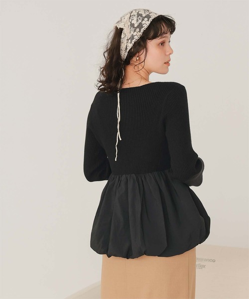 titivate(ティティベイト)の「ヘムバルーンドッキングボートネックリブニット(ニット/セーター・レディース・アイボリー/ブラック/ホワイト系その他/ネイビー・L/M/S)」の19枚目の写真