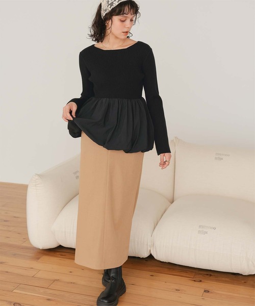 titivate(ティティベイト)の「ヘムバルーンドッキングボートネックリブニット(ニット/セーター・レディース・アイボリー/ブラック/ホワイト系その他/ネイビー・L/M/S)」の22枚目の写真