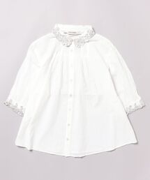 ブラウス シャツ コットンローン＋コットンリネンクロス小花プリントシャツブラウス レディース コットンローン＋コットンリネンクロス小花プリントシャツ