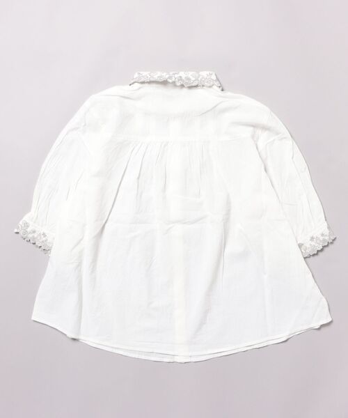 セール】コットンローンワッシャーフラワーヘミング刺繍シャツブラウス