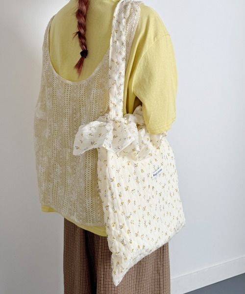 セール】フリル トートバック 小花柄 エコバッグ（トートバッグ